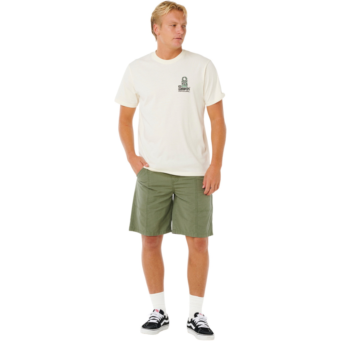 2026 Rip Curl Mens Vaporcool Search Stack Tee 0K5MTE - Bone